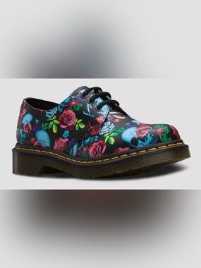 Dr. Martens Floral & Skull Print Black Oxford Shoes